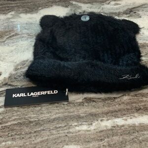 Karl Lagerfeld Elegant Black Fur Hat